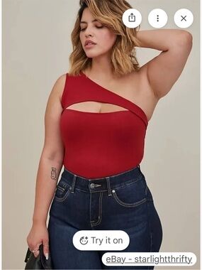 torrid Red Asymmetric One-Shoulder Cutout Tank